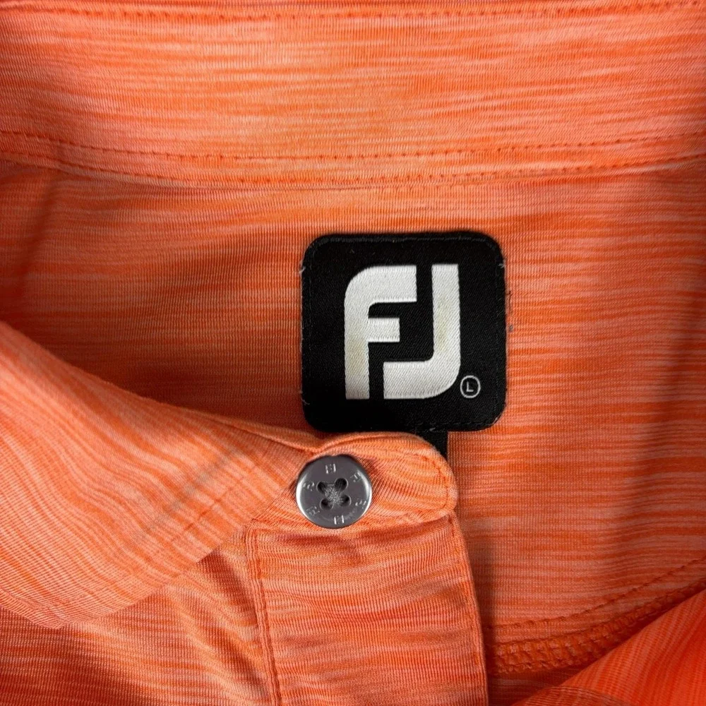 FootJoy Golf Polo Shirt Mens L Orange Stretch Jersey Short Sleeve Performance